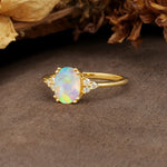 Classic Vintage 8-Prong Oval Cut Fire Opal Engagement Ring - Additional view