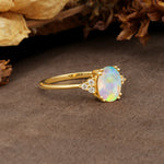 Classic Vintage 8-Prong Oval Cut Fire Opal Engagement Ring - Additional view
