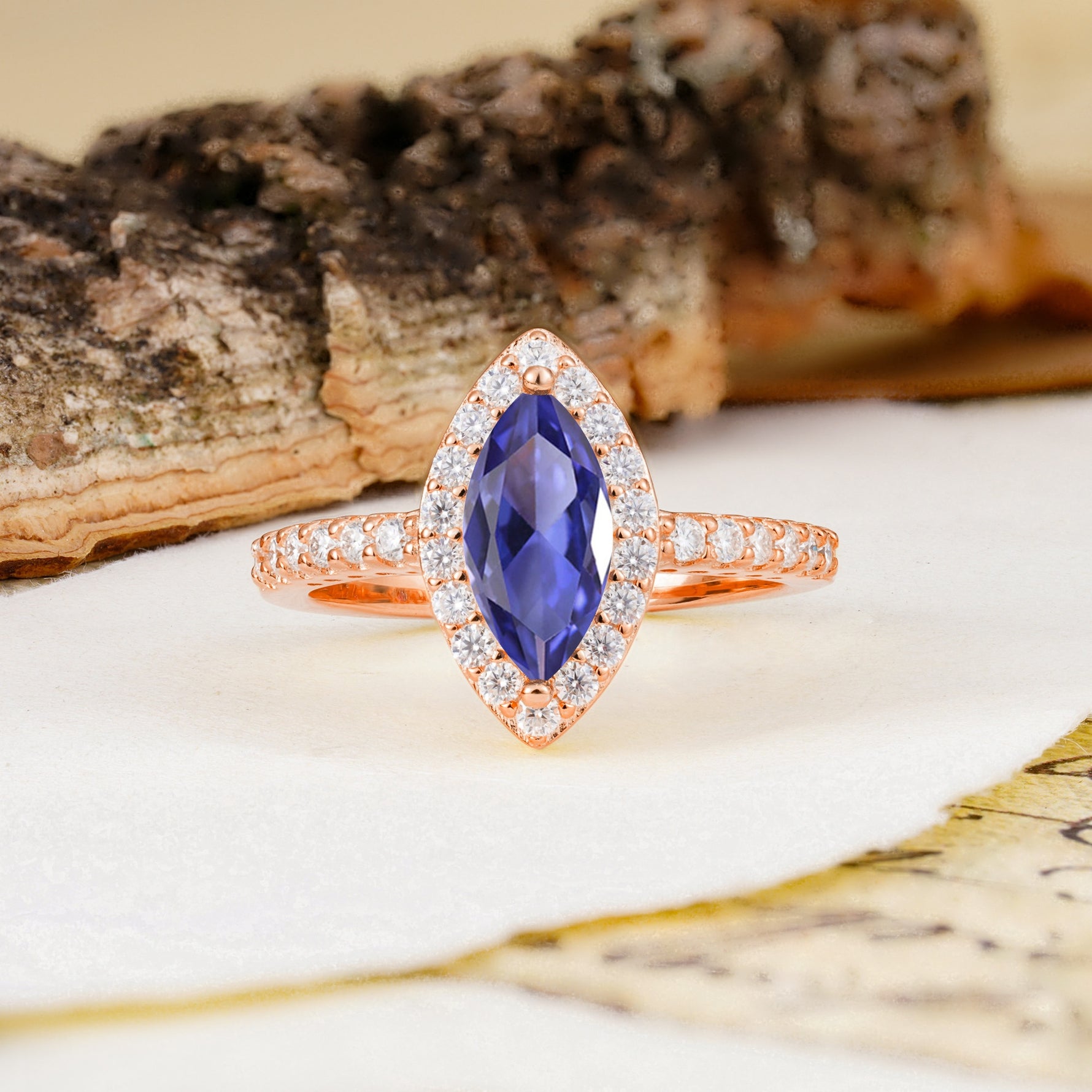 Unique and Luxurious 2-Prong Marquise Cut Tanzanite Engagement Ring - Additional view