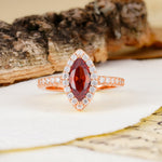 Unique and Luxurious 2-Prong Marquise Cut Garnet Engagement Ring - Additional view