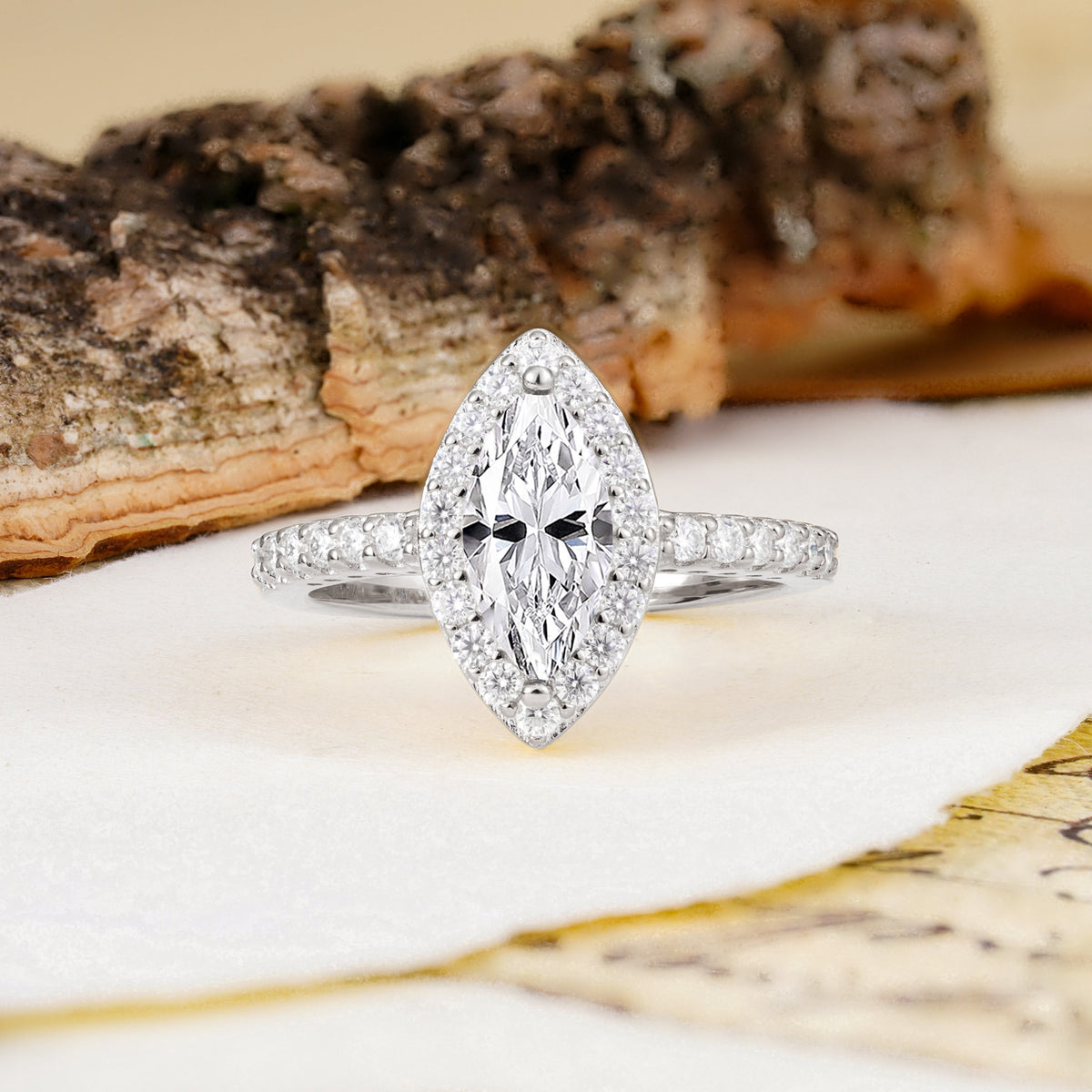 Unique and Luxurious 2-Prong Marquise Cut Lab Diamond Engagement Ring - Additional view