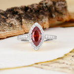 Unique and Luxurious 2-Prong Marquise Cut Garnet Engagement Ring - Additional view