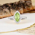 Unique and Luxurious 2-Prong Marquise Cut Peridot Engagement Ring - Additional view