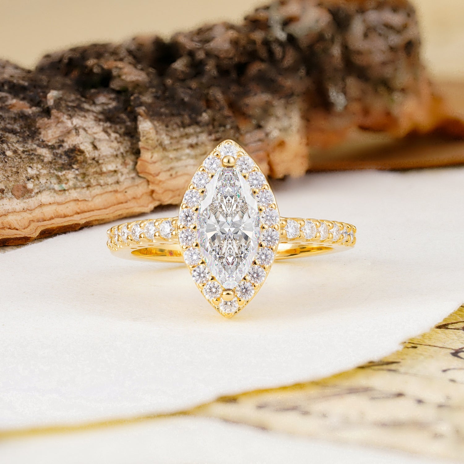 Unique and Luxurious 2-Prong Marquise Cut Moissanite Engagement Ring - Additional view