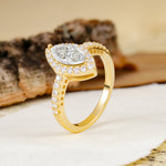 Unique and Luxurious 2-Prong Marquise Cut Moissanite Engagement Ring - Additional view