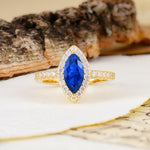 Unique and Luxurious 2-Prong Marquise Cut Sapphire Engagement Ring - Additional view