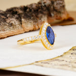 Unique and Luxurious 2-Prong Marquise Cut Sapphire Engagement Ring - Additional view
