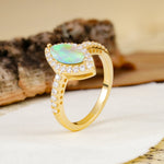 Unique and Luxurious 2-Prong Marquise Cut Fire Opal Engagement Ring - Additional view
