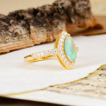 Unique and Luxurious 2-Prong Marquise Cut Fire Opal Engagement Ring - Additional view