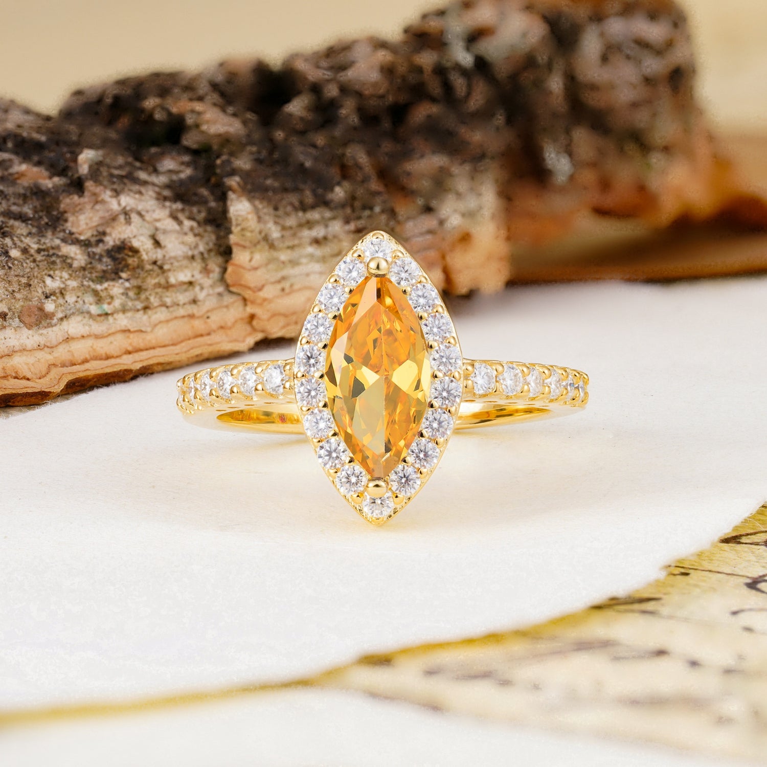 Unique and Luxurious 2-Prong Marquise Cut Citrine Engagement Ring - Additional view