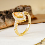Unique and Luxurious 2-Prong Marquise Cut Citrine Engagement Ring - Additional view