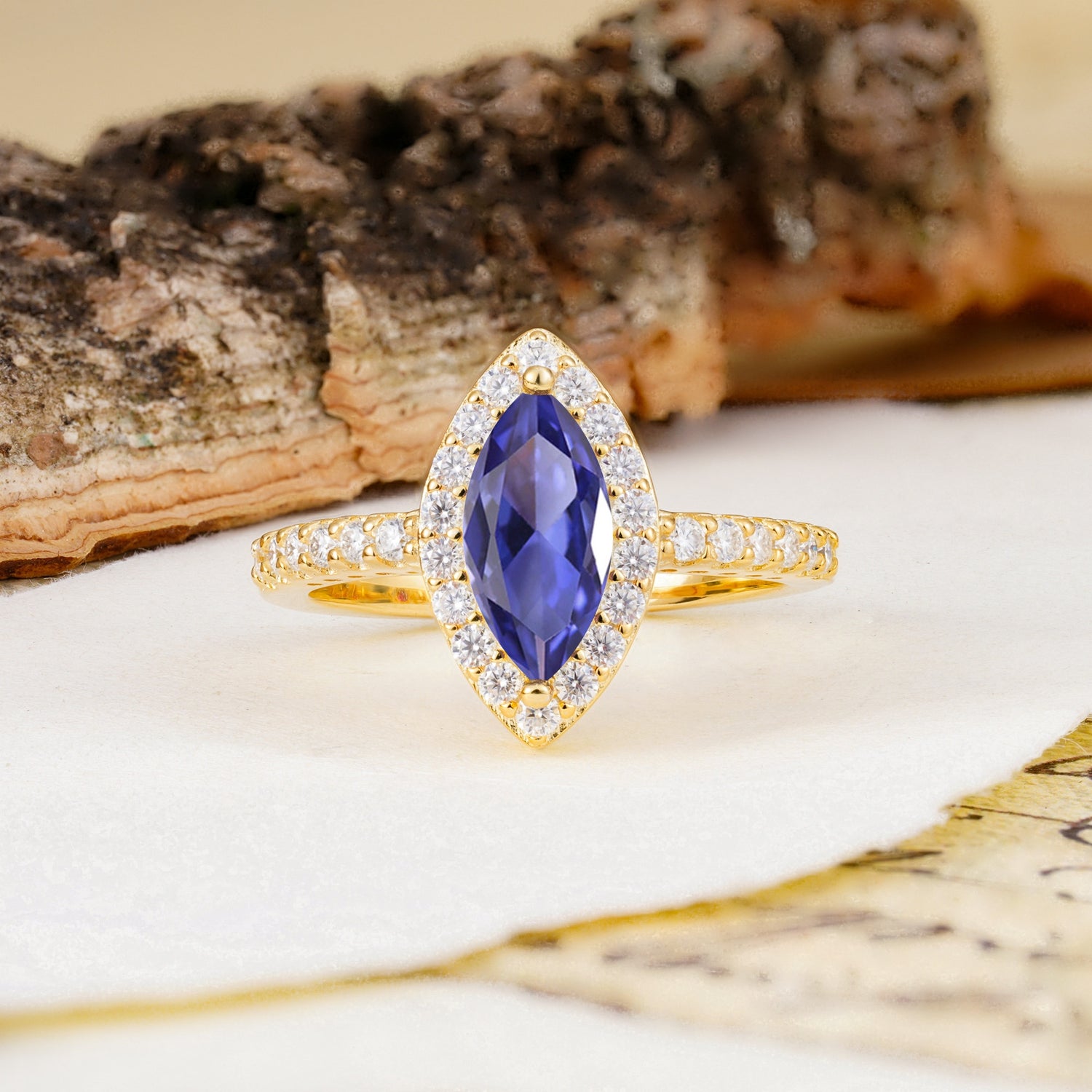 Unique and Luxurious 2-Prong Marquise Cut Tanzanite Engagement Ring - Additional view