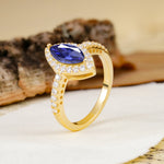 Unique and Luxurious 2-Prong Marquise Cut Tanzanite Engagement Ring - Additional view