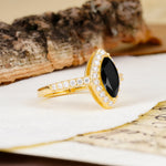 Unique and Luxurious 2-Prong Marquise Cut Black Onyx Engagement Ring - Additional view
