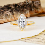 Unique and Luxurious 2-Prong Marquise Cut Lab Diamond Engagement Ring - Additional view