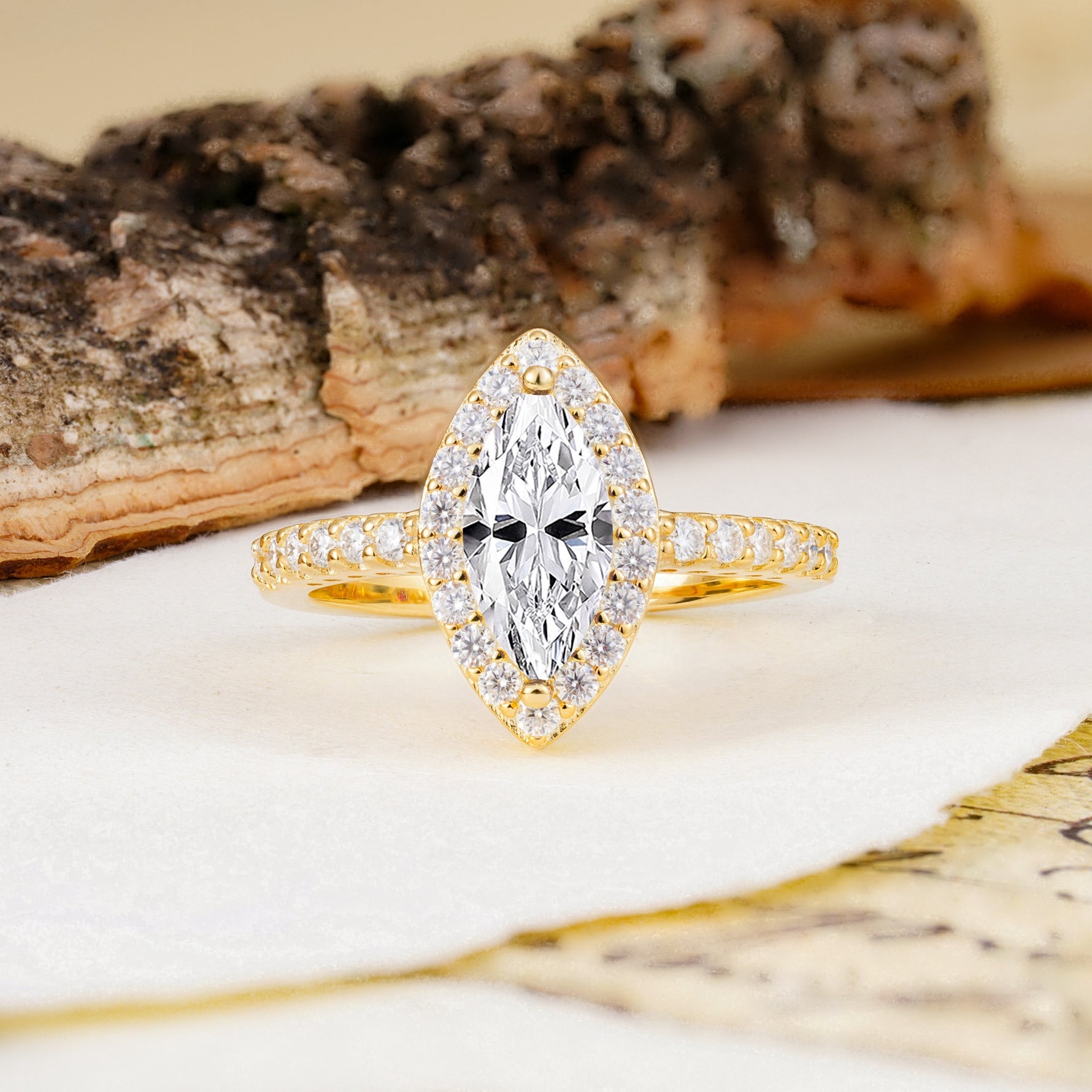 Unique and Luxurious 2-Prong Marquise Cut Lab Diamond Engagement Ring - Additional view