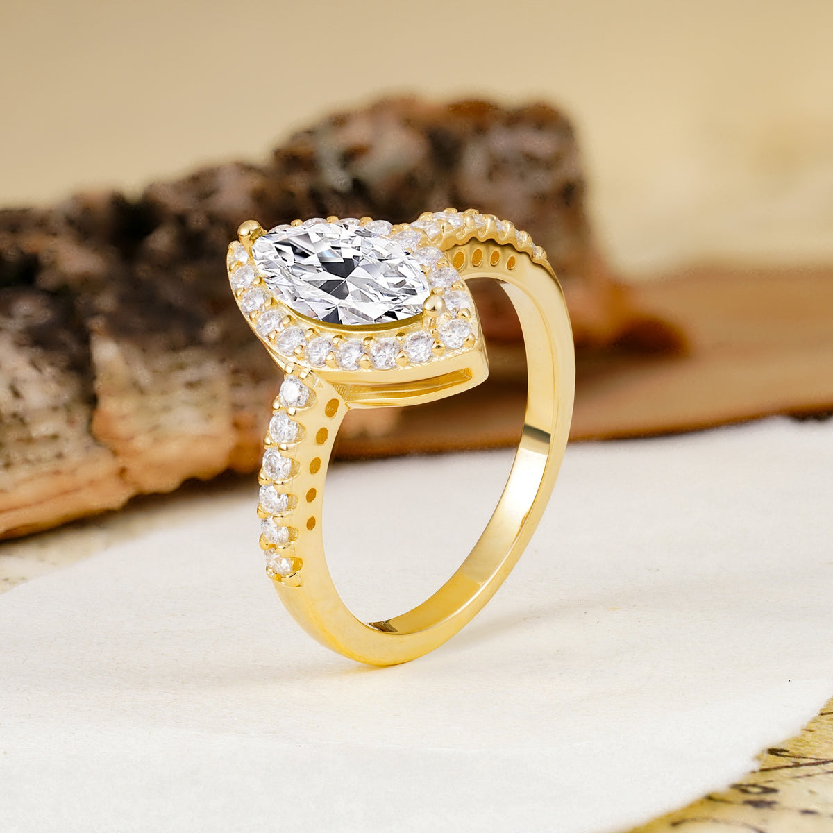Unique and Luxurious 2-Prong Marquise Cut Lab Diamond Engagement Ring - Additional view