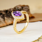 Unique and Luxurious 2-Prong Marquise Cut Amethyst Engagement Ring - Additional view
