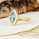 Unique and Luxurious 2-Prong Marquise Cut Aquamarine Engagement Ring - Additional view