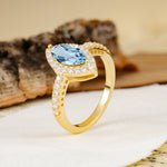 Unique and Luxurious 2-Prong Marquise Cut Aquamarine Engagement Ring - Additional view
