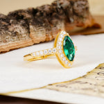 Unique and Luxurious 2-Prong Marquise Cut Emerald Engagement Ring - Additional view