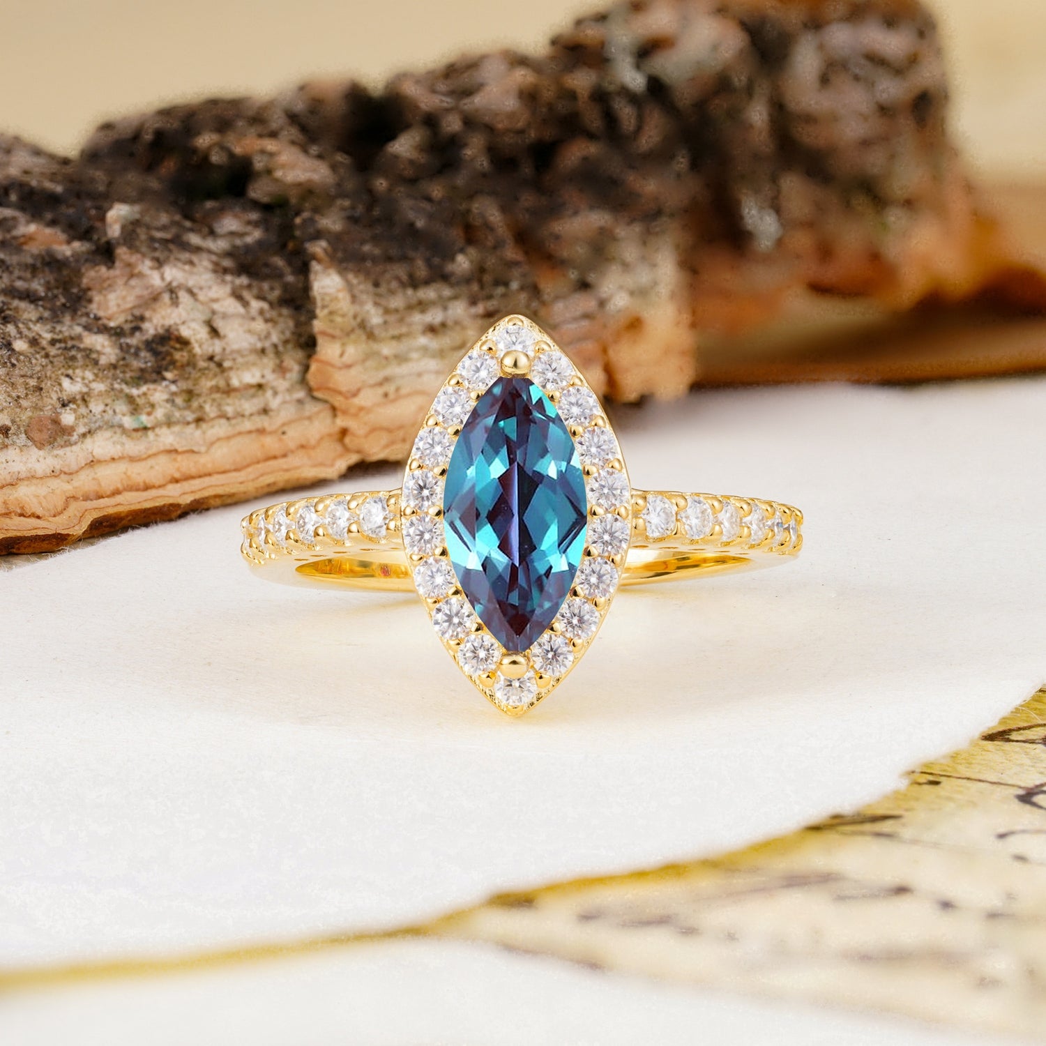 Unique and Luxurious 2-Prong Marquise Cut Alexandrite Engagement Ring - Additional view