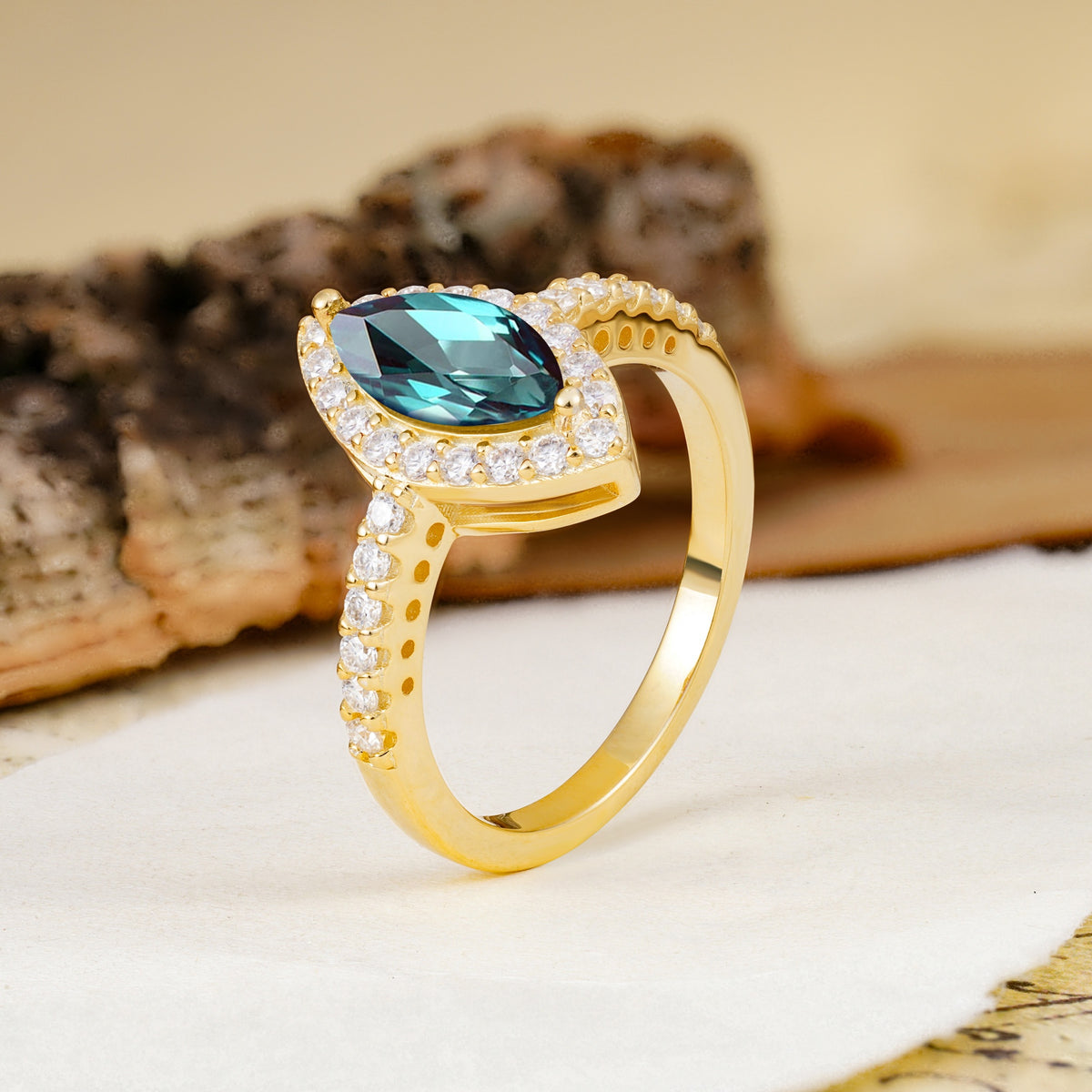 Unique and Luxurious 2-Prong Marquise Cut Alexandrite Engagement Ring - Additional view