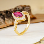 Unique and Luxurious 2-Prong Marquise Cut Ruby Engagement Ring - Additional view