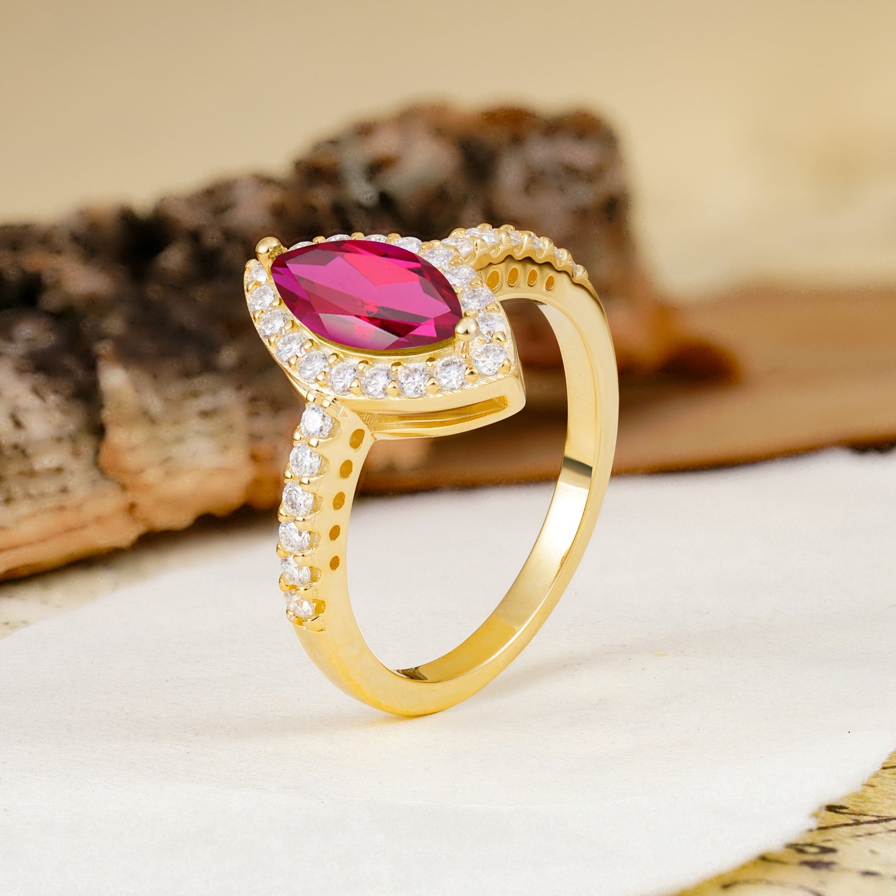 Unique and Luxurious 2-Prong Marquise Cut Ruby Engagement Ring - Additional view