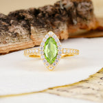 Unique and Luxurious 2-Prong Marquise Cut Peridot Engagement Ring - Additional view