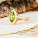 Unique and Luxurious 2-Prong Marquise Cut Peridot Engagement Ring - Additional view