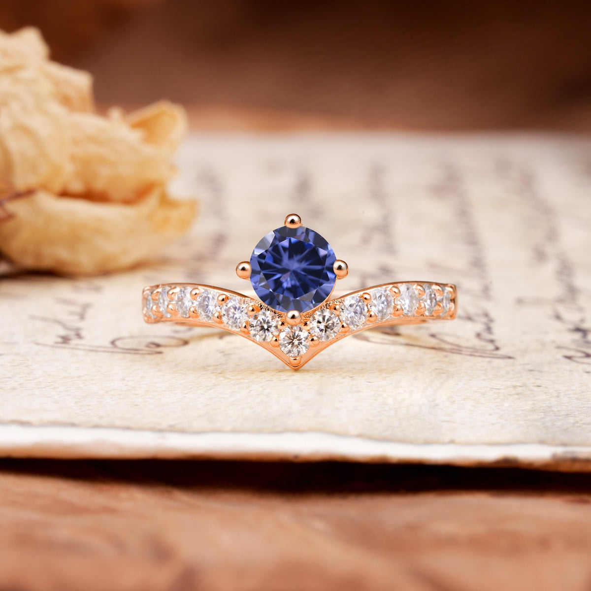 Classic Retro 4-Prong Round Cut Tanzanite Engagement Ring - Additional view