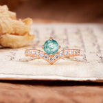 Classic Retro 4-Prong Round Cut Moss Agate Engagement Ring - Additional view