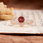Classic Retro 4-Prong Round Cut Garnet Engagement Ring - Additional view