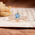 Classic Retro 4-Prong Round Cut Aquamarine Engagement Ring - Additional view