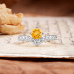 Classic Retro 4-Prong Round Cut Citrine Engagement Ring - Additional view