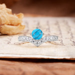 Classic Retro 4-Prong Round Cut Turquoise Engagement Ring - Additional view