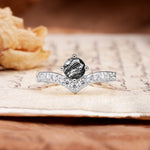 Classic Retro 4-Prong Round Cut Black Rutilated Quartz Engagement Ring - Additional view