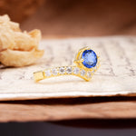 Classic Retro 4-Prong Round Cut Sapphire Engagement Ring - Additional view
