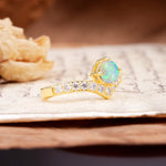Classic Retro 4-Prong Round Cut Fire Opal Engagement Ring - Additional view