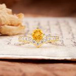 Classic Retro 4-Prong Round Cut Citrine Engagement Ring - Additional view
