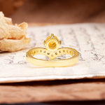 Classic Retro 4-Prong Round Cut Citrine Engagement Ring - Additional view