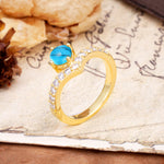 Classic Retro 4-Prong Round Cut Turquoise Engagement Ring - Additional view