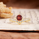 Classic Retro 4-Prong Round Cut Garnet Engagement Ring - Additional view