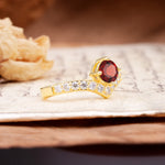 Classic Retro 4-Prong Round Cut Garnet Engagement Ring - Additional view