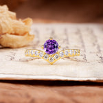 Classic Retro 4-Prong Round Cut Amethyst Engagement Ring - Additional view