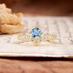 Classic Retro 4-Prong Round Cut Aquamarine Engagement Ring - Additional view