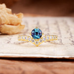 Classic Retro 4-Prong Round Cut Alexandrite Engagement Ring - Additional view
