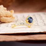Classic Retro 4-Prong Round Cut Alexandrite Engagement Ring - Additional view