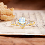 Classic Retro 4-Prong Round Cut Moonstone Engagement Ring - Additional view